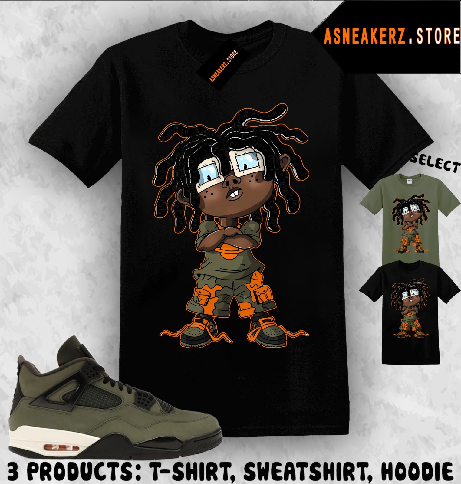 Shirt Matching Undefeated x AJ 4 OG 2025 To Match Sneaker Chongo Rugrats T-Shirt