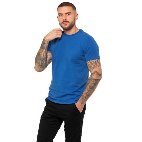 Enzo Mens T Shirt Short Sleeve Top Plain Cotton Crew Neck Casual Shirt
