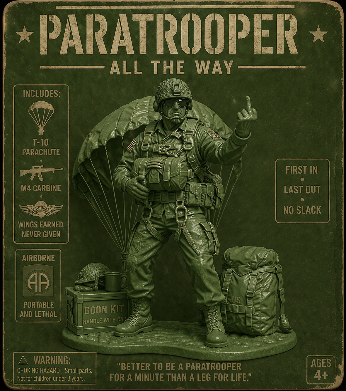 Paratrooper Airborne T-Shirt Army Veteran Military Jump Wings Graphic Tee