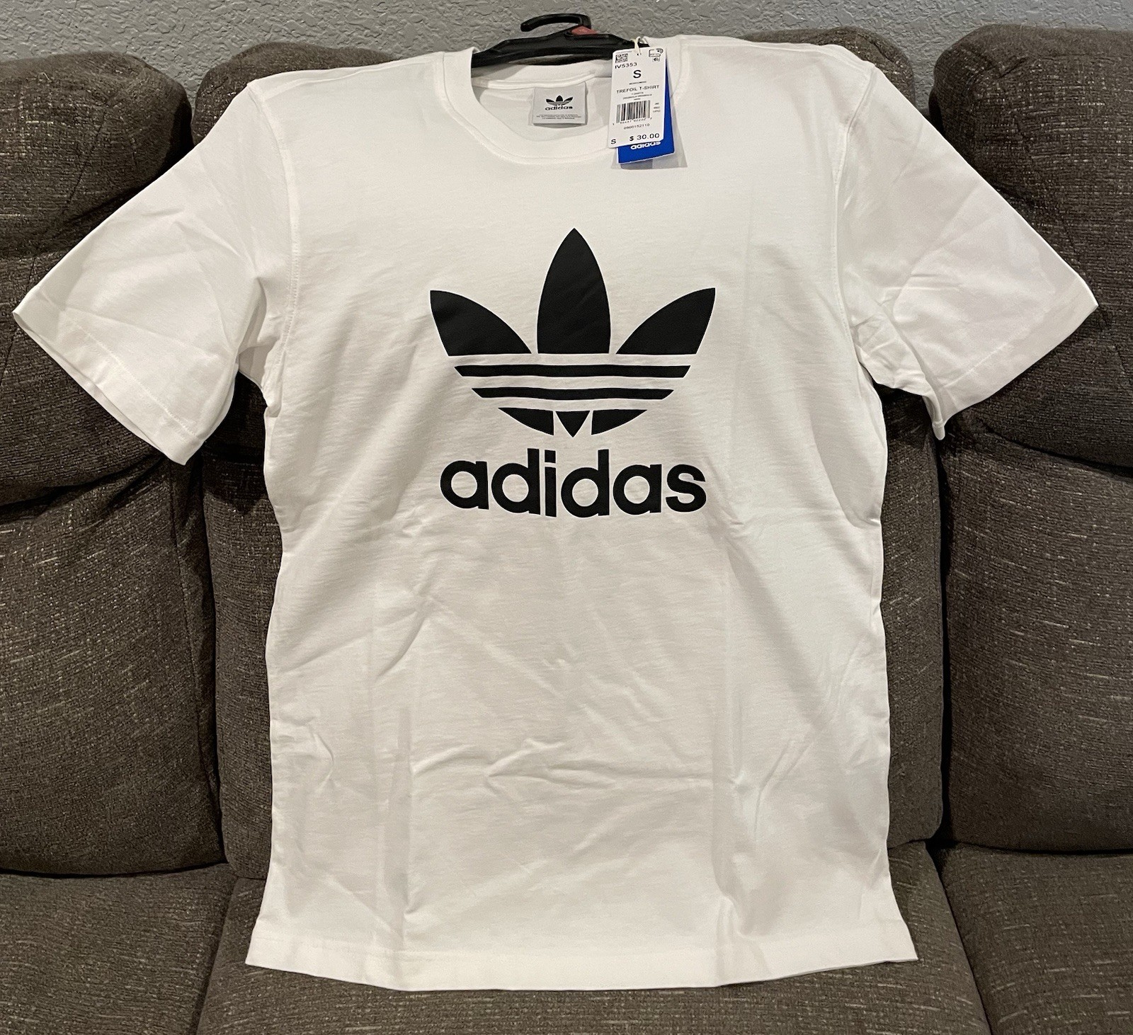 New Mens Adidas Short Sleeve Trefoil T-Shirt Size Small NWT White .