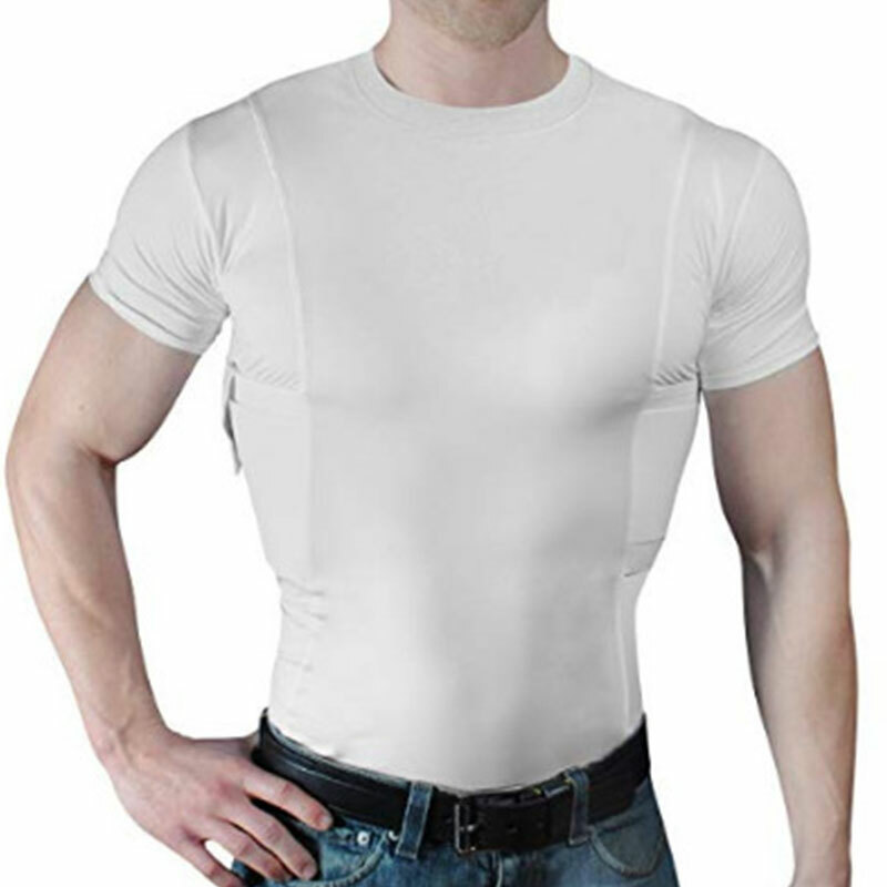 Mens Womens Tactical Combat Pullover Top T-Shirt Blouse Tee With Hidden Holster^