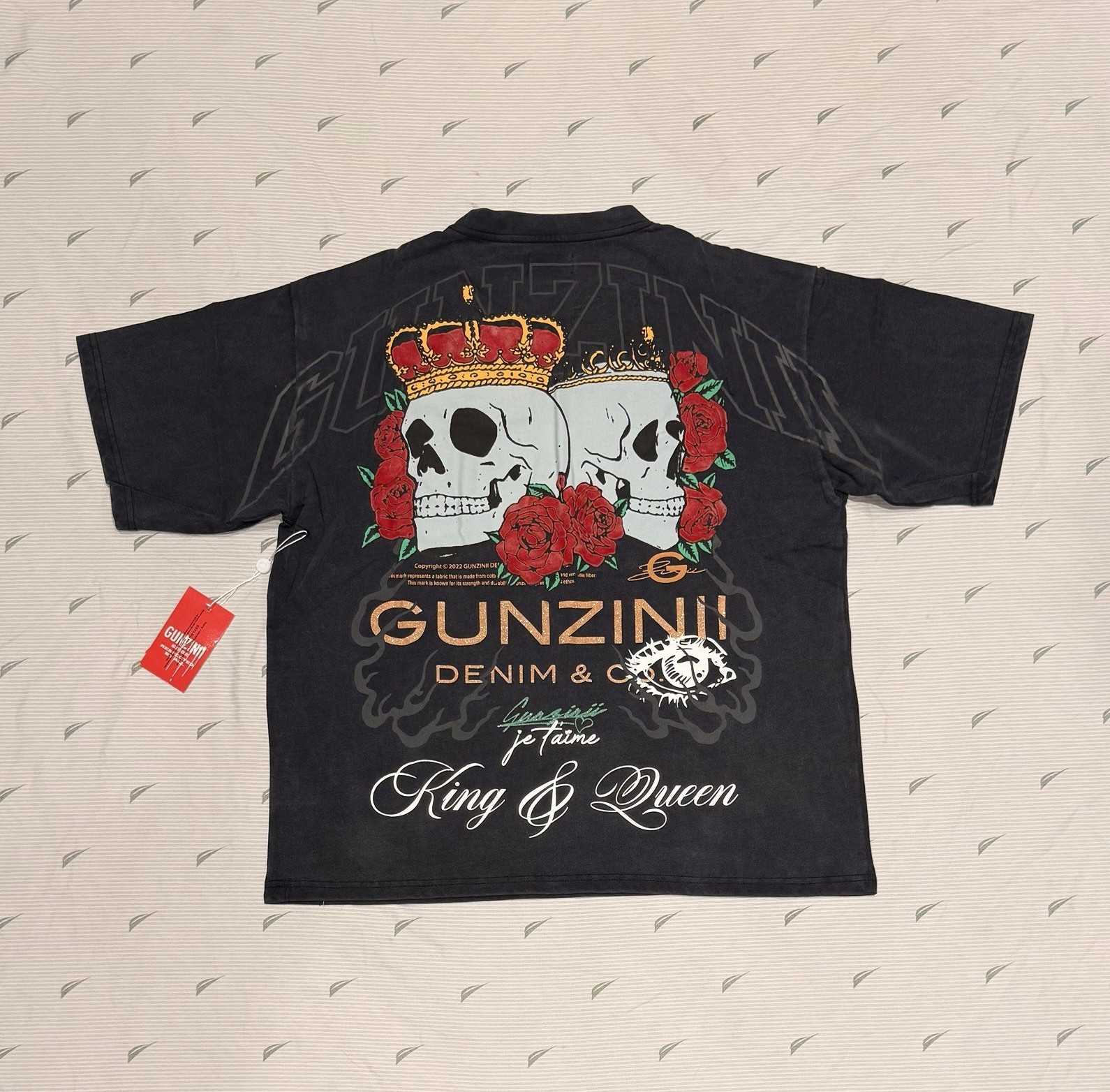 GunzinII Black Graphic Skull Print T-Shirt Men’s S Short Sleeve Crew Neck