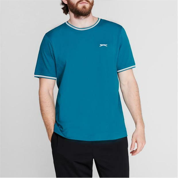 Mens Slazenger 100% Cotton Tipped Crew Neck T Shirt XS S M L XL XXL 3XL 4XL BNWT
