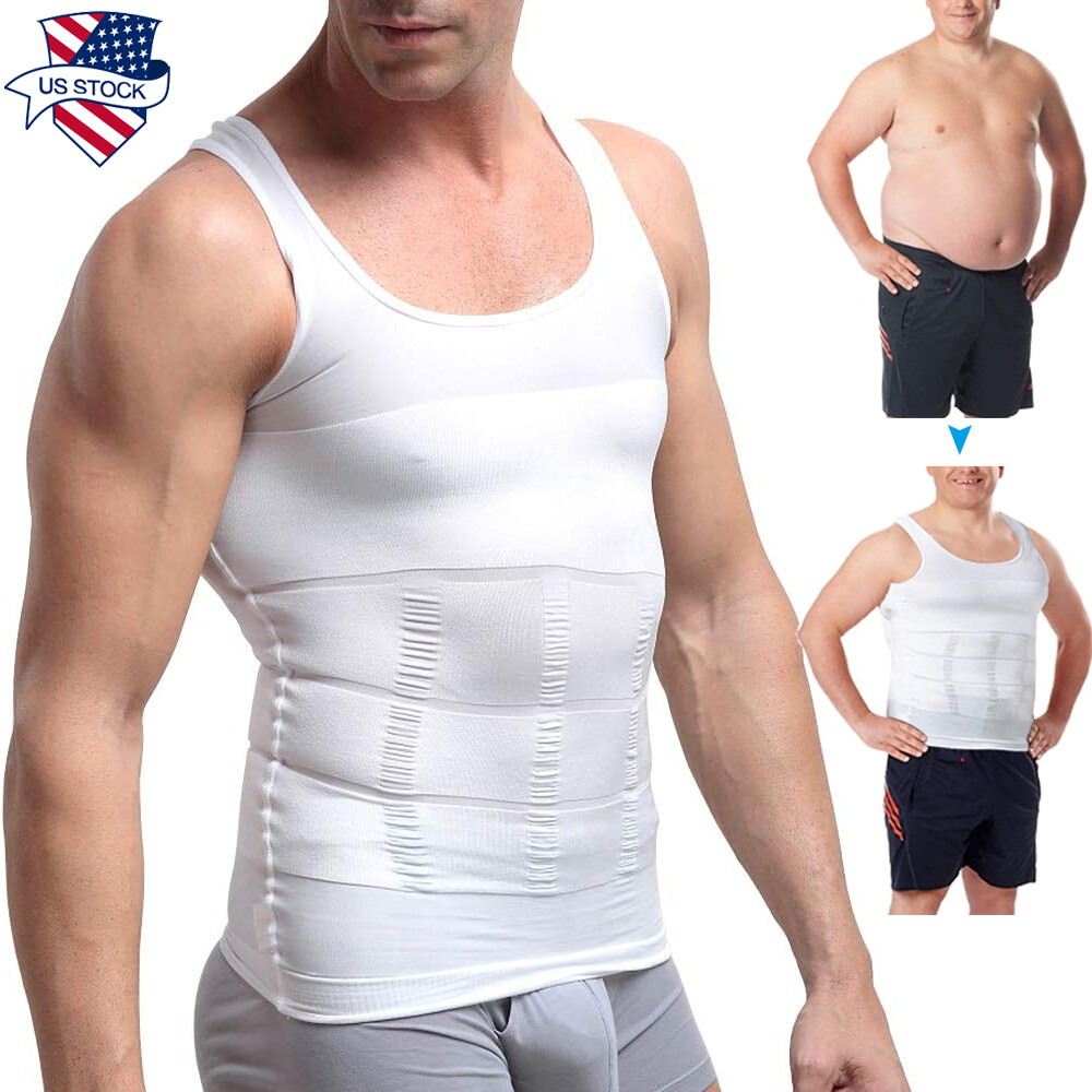 Men Compression Shirts Shapewear Vest Body Shaper Abs Abdomen Slim Elastic Tank