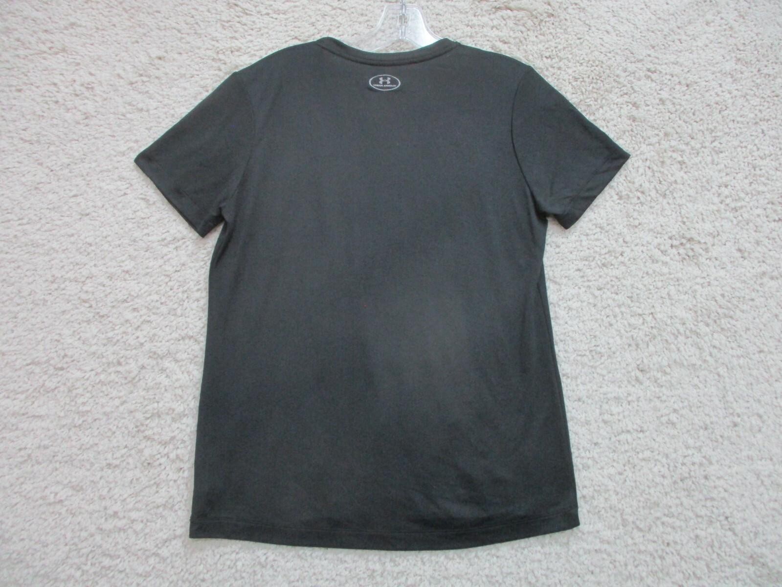 Under Armour Shirt Medium Adult Black Semi Fitted Spell Out Logo Stretch Mens M