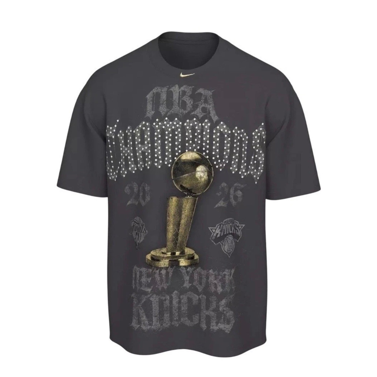 Nike NBA Champions New York Knicks 2026 Crystal Rhinestone T Loose Fit Black L