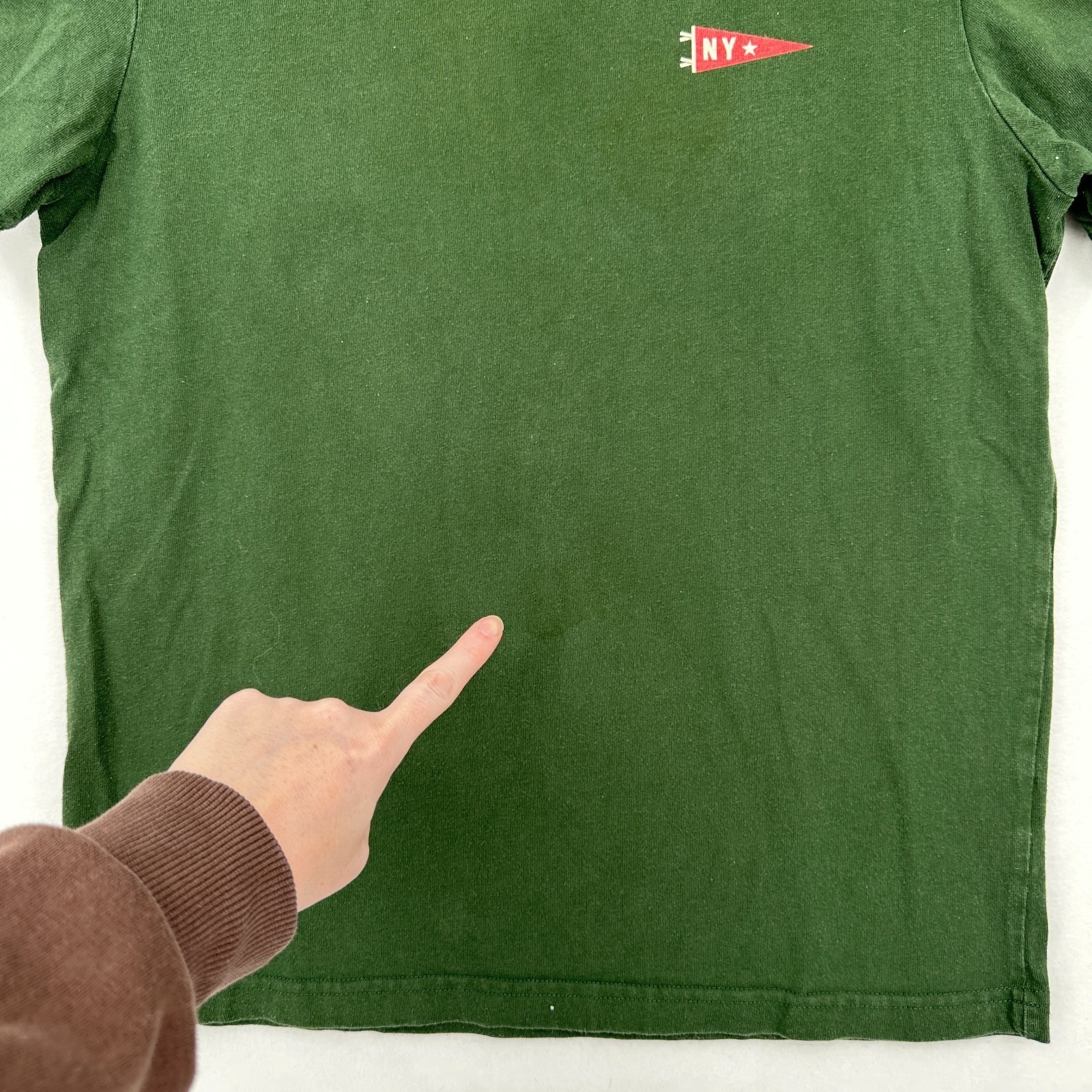 J Crew x Oxford Pennant NY T-Shirt Mens SZ S Green Shirt Academia Preppy College