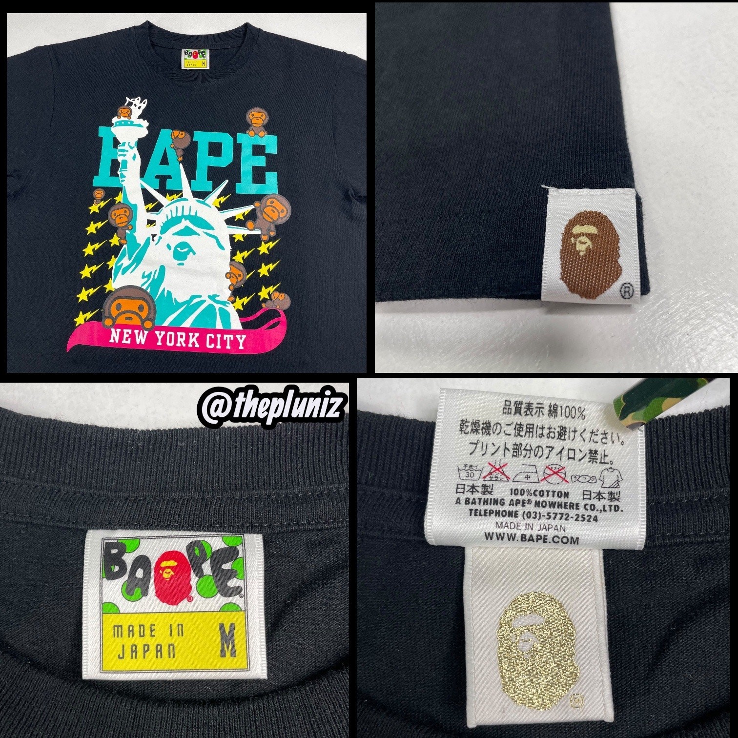 BAPE Baby Milo NYC Statue Of Liberty Tee – Size M