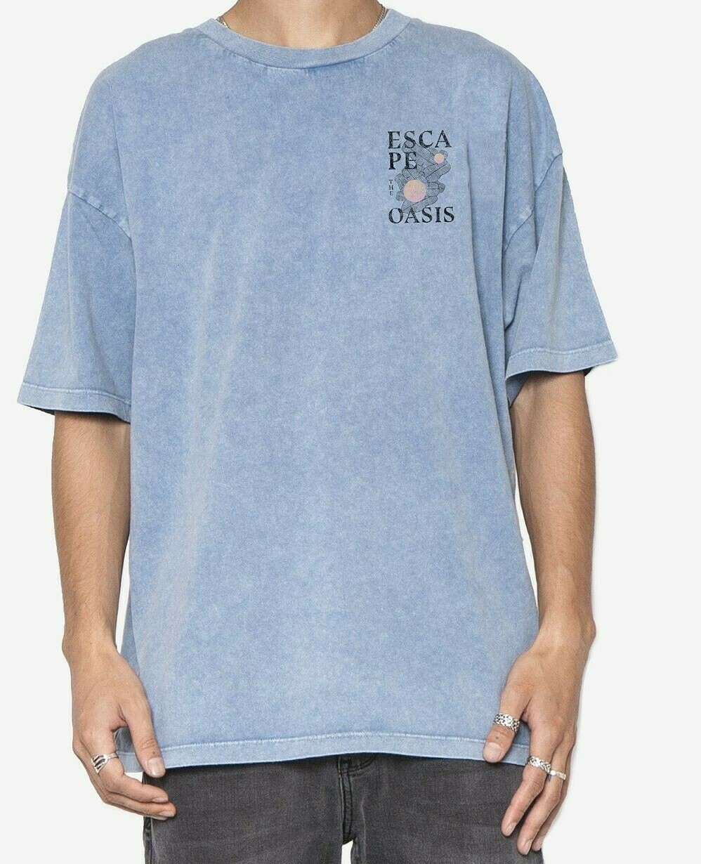 Zeegeewhy Men’s Cotton Drop-Shoulder Graphic T-Shirt Blue
