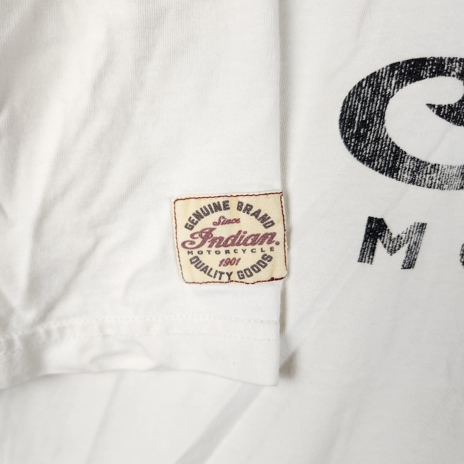 Indian Motorcycle Shirt Mens 2XL White Logo Graphic Pima Cotton Biker Tee Retro