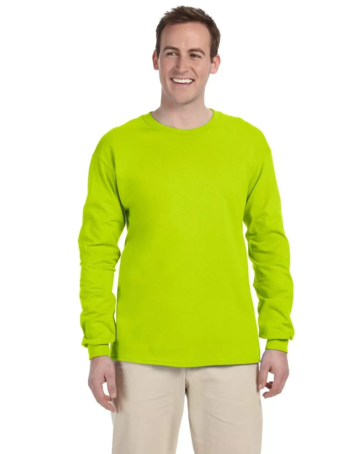 Gildan G240 Men’s Ultra Preshrunk Cotton Crew Neck Long Sleeve Tee Top T-Shirt