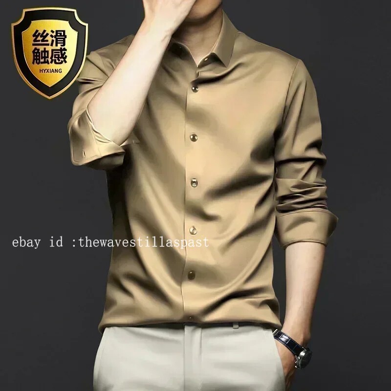 Men’s Shirt Long Sleeve Non Iron Wrinkle Resistant Business Dress Casual Shirt