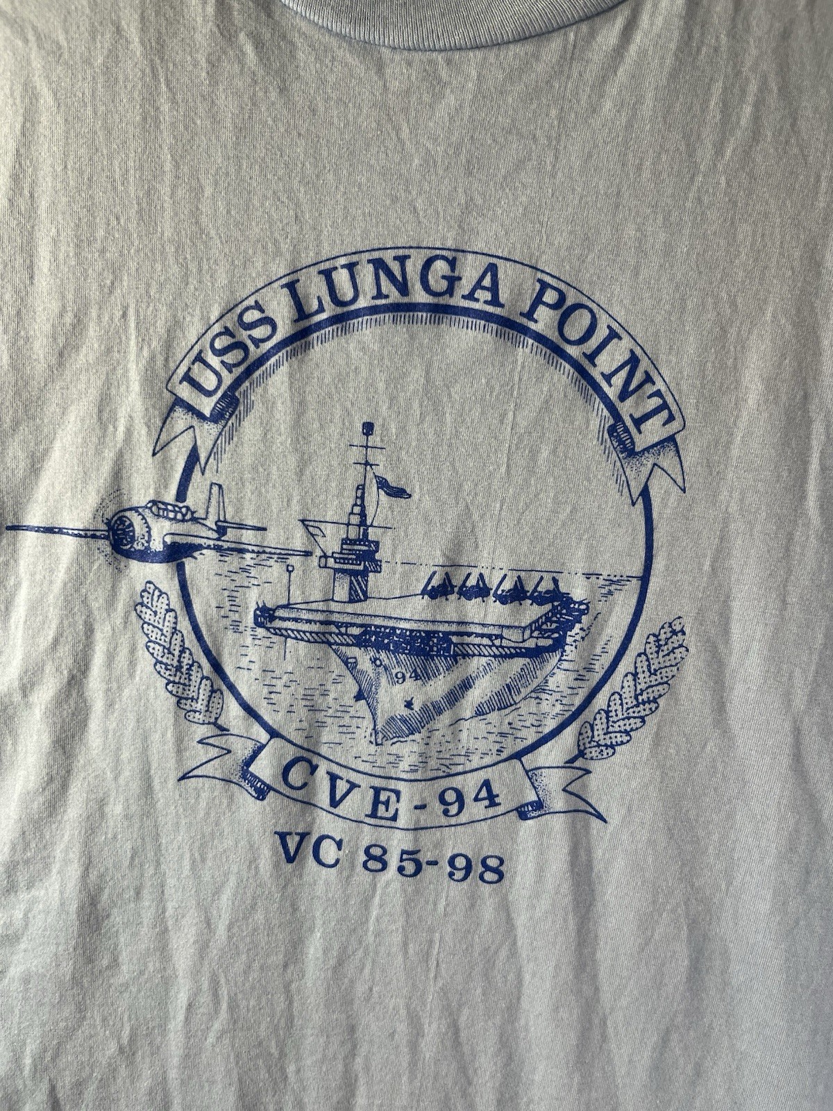 VTG USS Lunga Point Jerzees Combed Cotton USA CVE-94 VC 85-98 Naval Navy WWII