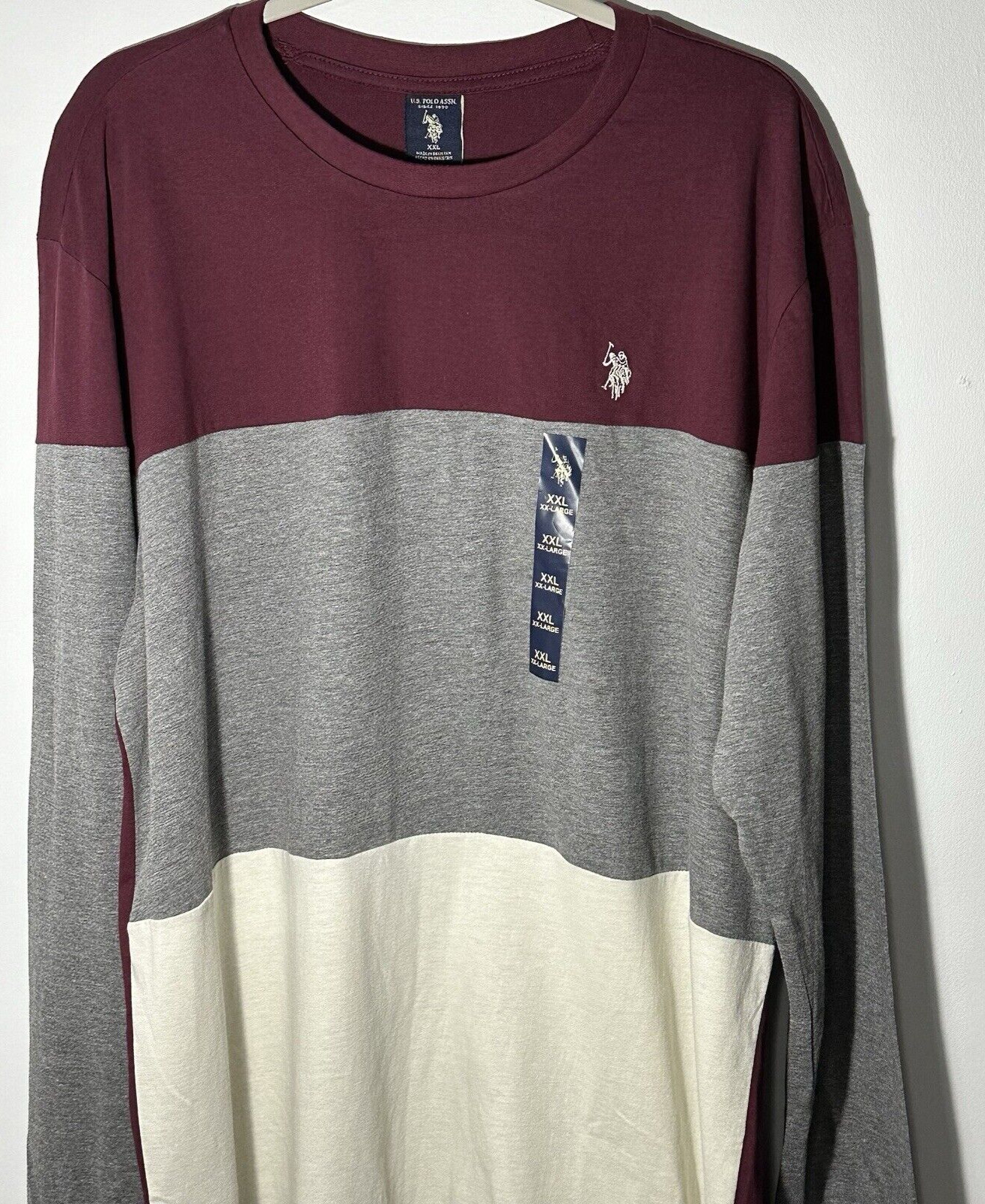 U.S. POLO ASSN Shirt Men’s Size XXL Colorblock Embroidered Cotton Crew Long SL
