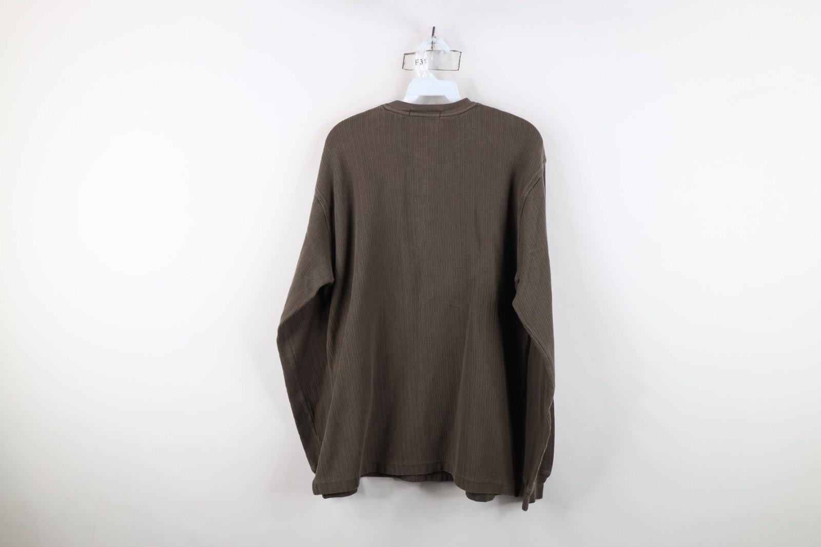 Vtg 90s Streetwear Mens Large Faded Heavy Ribbed Knit Long Sleeve Henley T-Shirt