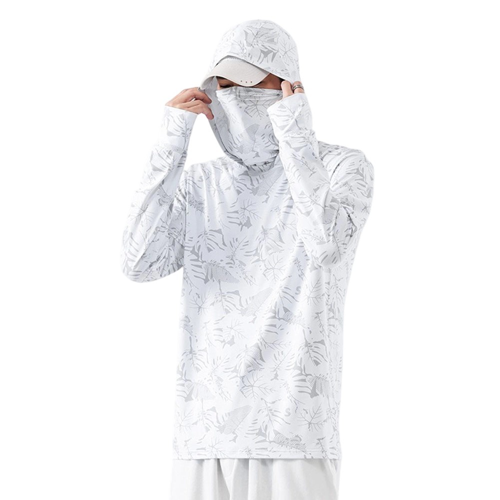 Fishing T-Shirt for Men UV Protective Hooded Top with High Neck Design