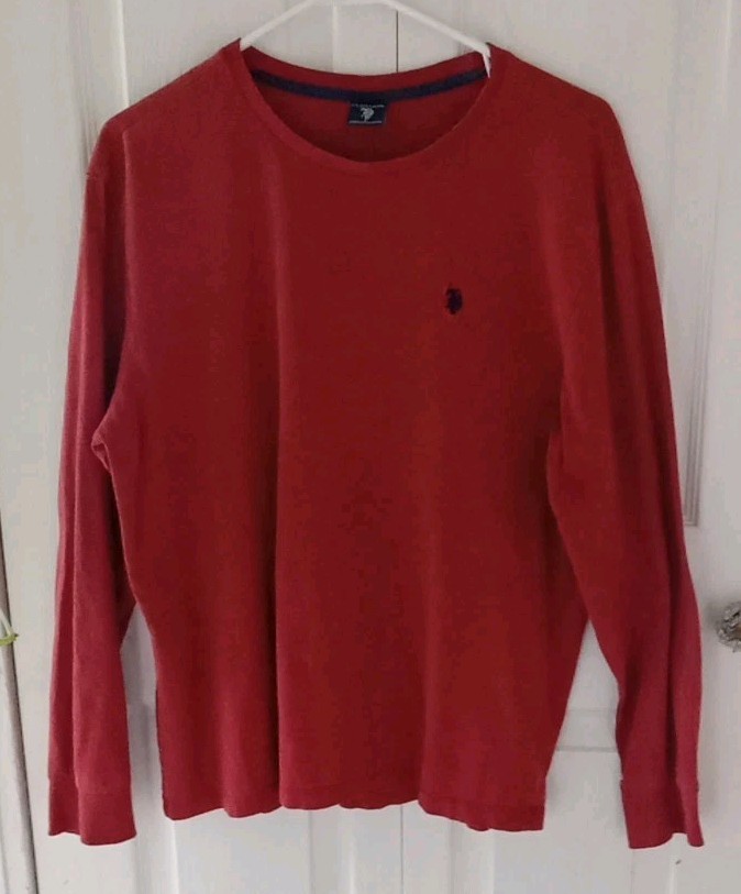 U.S. Polo ASSN. L Men’s Long Sleeve Crew Neck Solid Thermal Shirt Rust