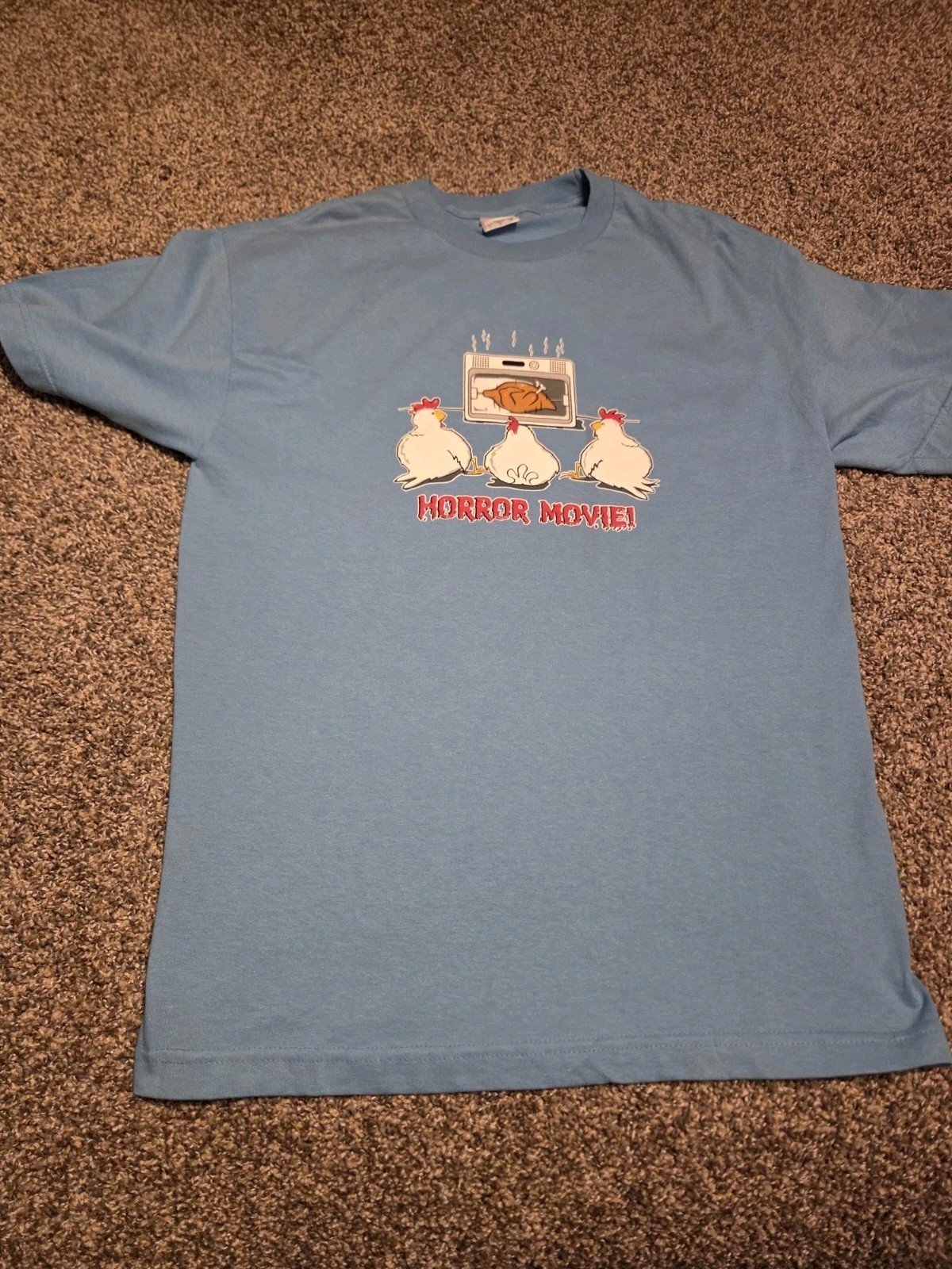 Chicken Horror Movie Graphic Tee Sz L