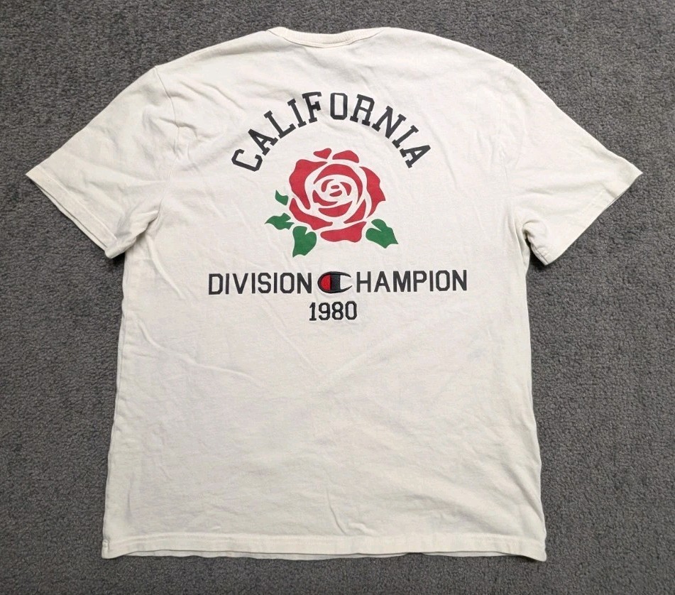 Vintage Champion Shirt Large 80’s California Single Stitch White Rose Casual