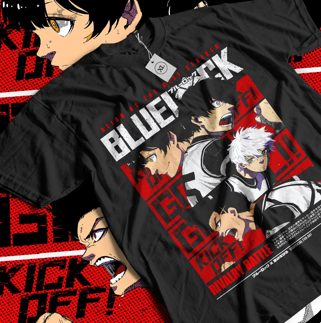Blue Lock T-shirt Kunigami Rin Itoshi Barou Shouei Meguru Unisex T-Shirt – Black