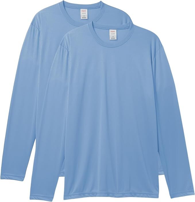 Hanes Long Sleeve Tee 2-Pack T-Shirt Sport Men’s FreshIQ Cool DRI Jersey S-3XL