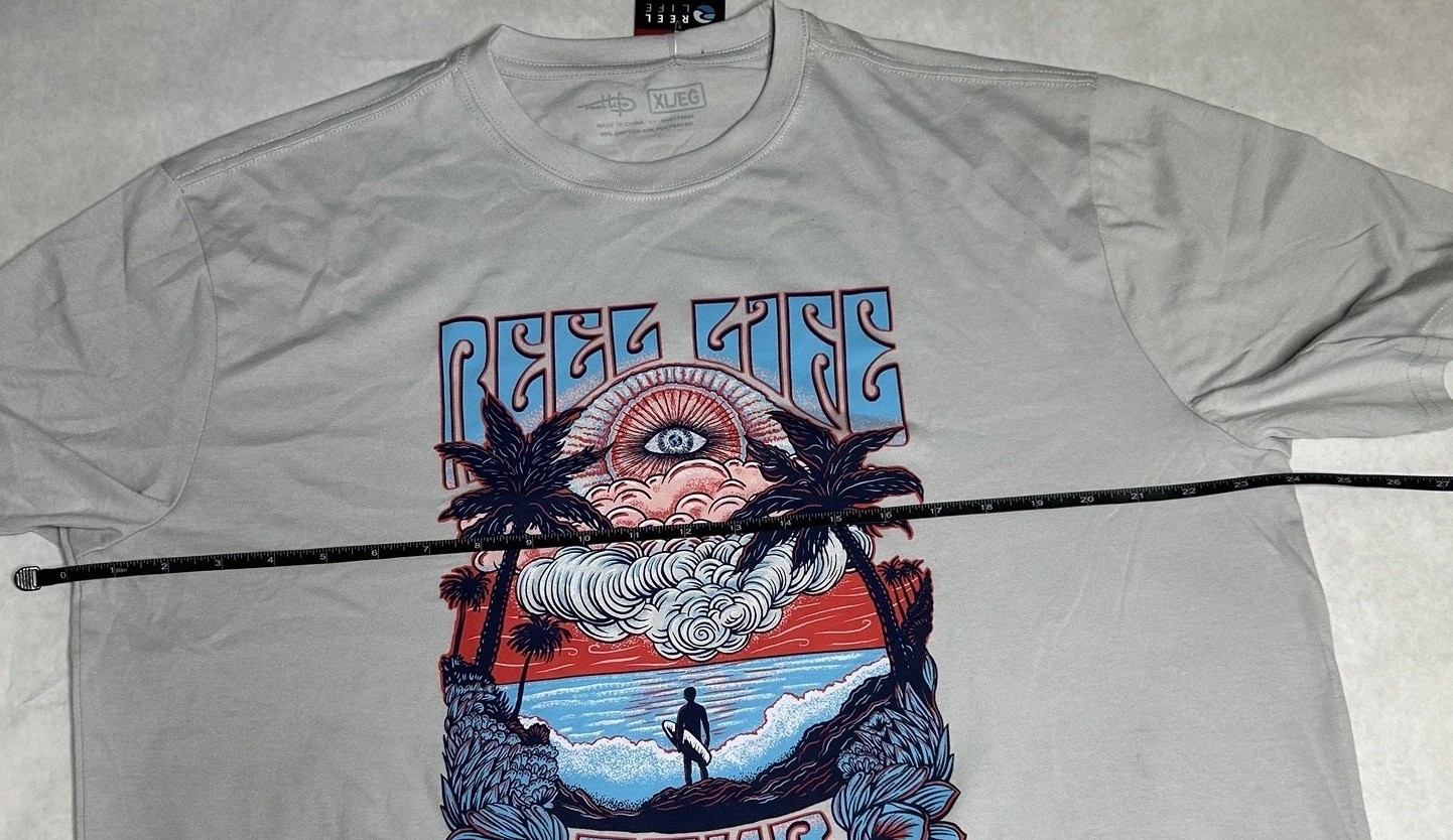 Reel Life Tshirt Mens Size XL Short Sleeve Relaxed Fit Graphic Double Sided New