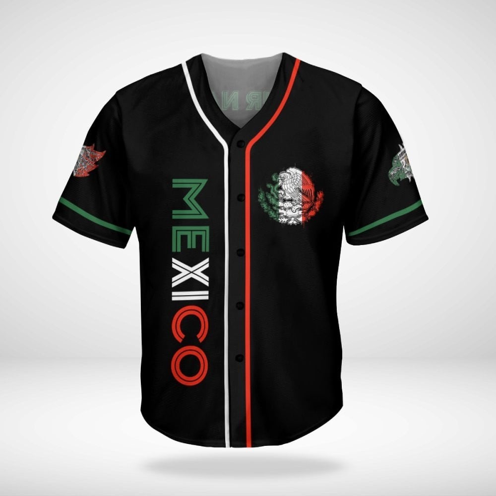 Mexico Baseball Shirt – Aztec Eagle, Flag, Customizable Name & Number