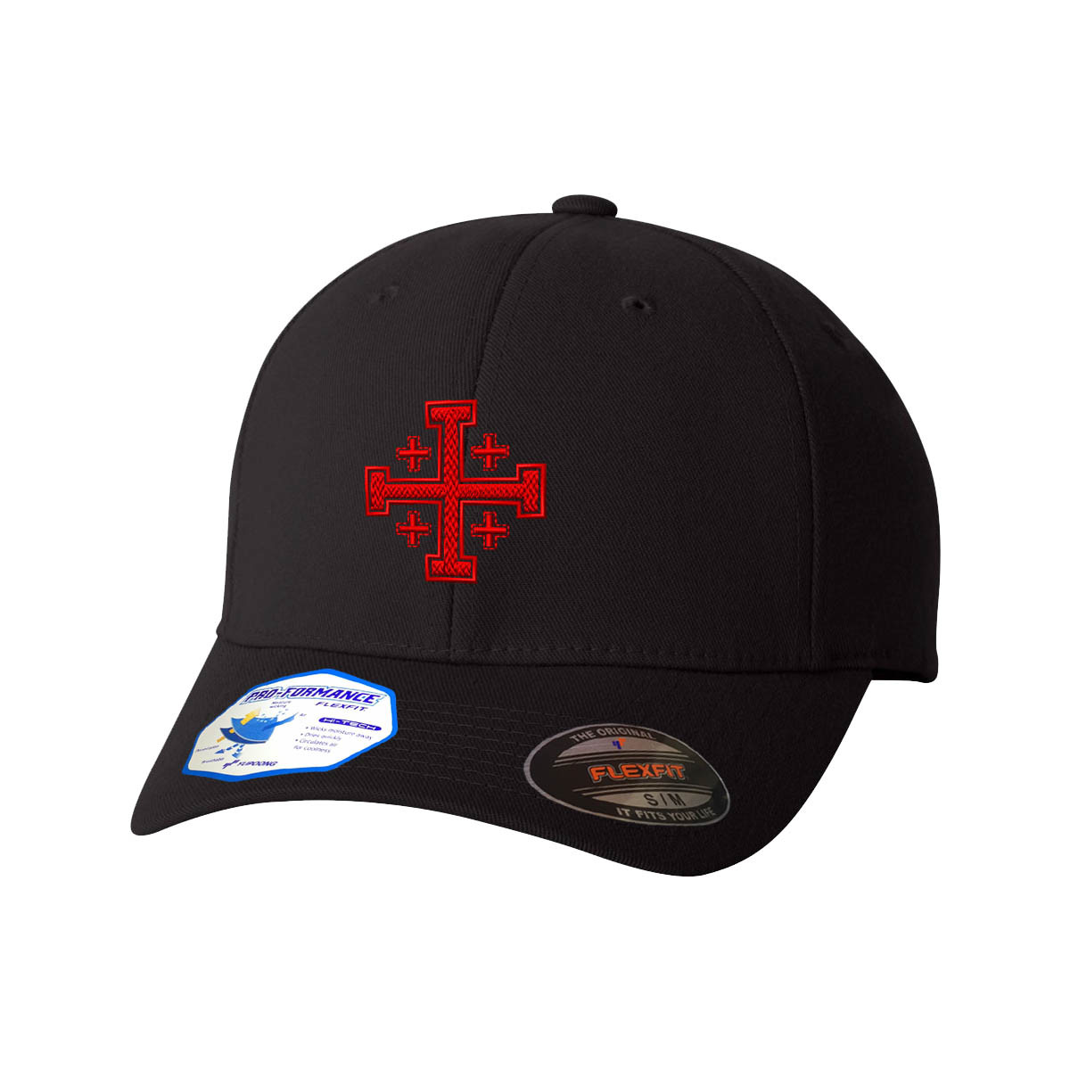 Flexfit Hats for Men & Women Jerusalem Cross Embroidery Dad Hat Baseball Cap
