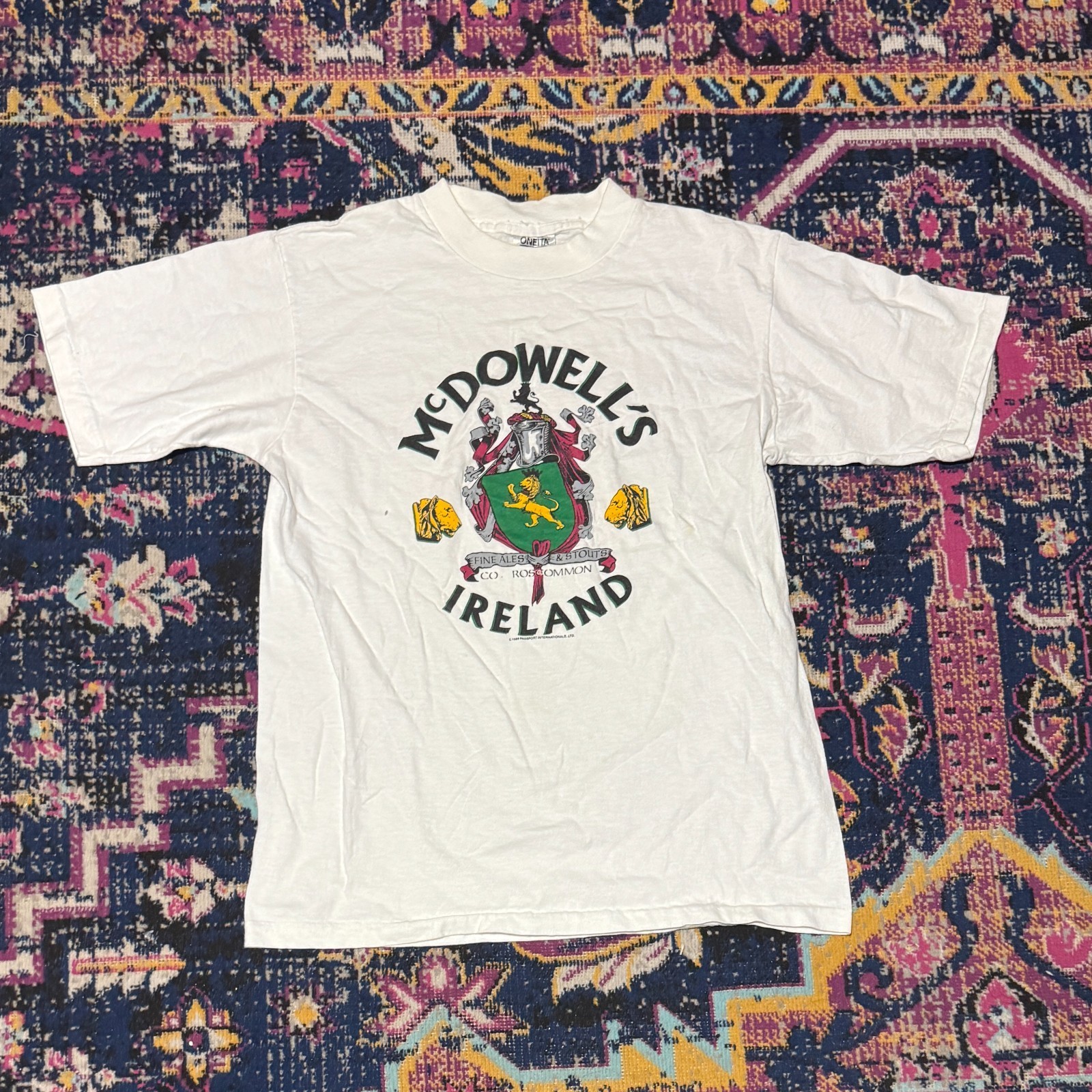 McDowells Ireland Shirt Mens Large Vintage Style Tee Graphic Gift 1989 Oneita