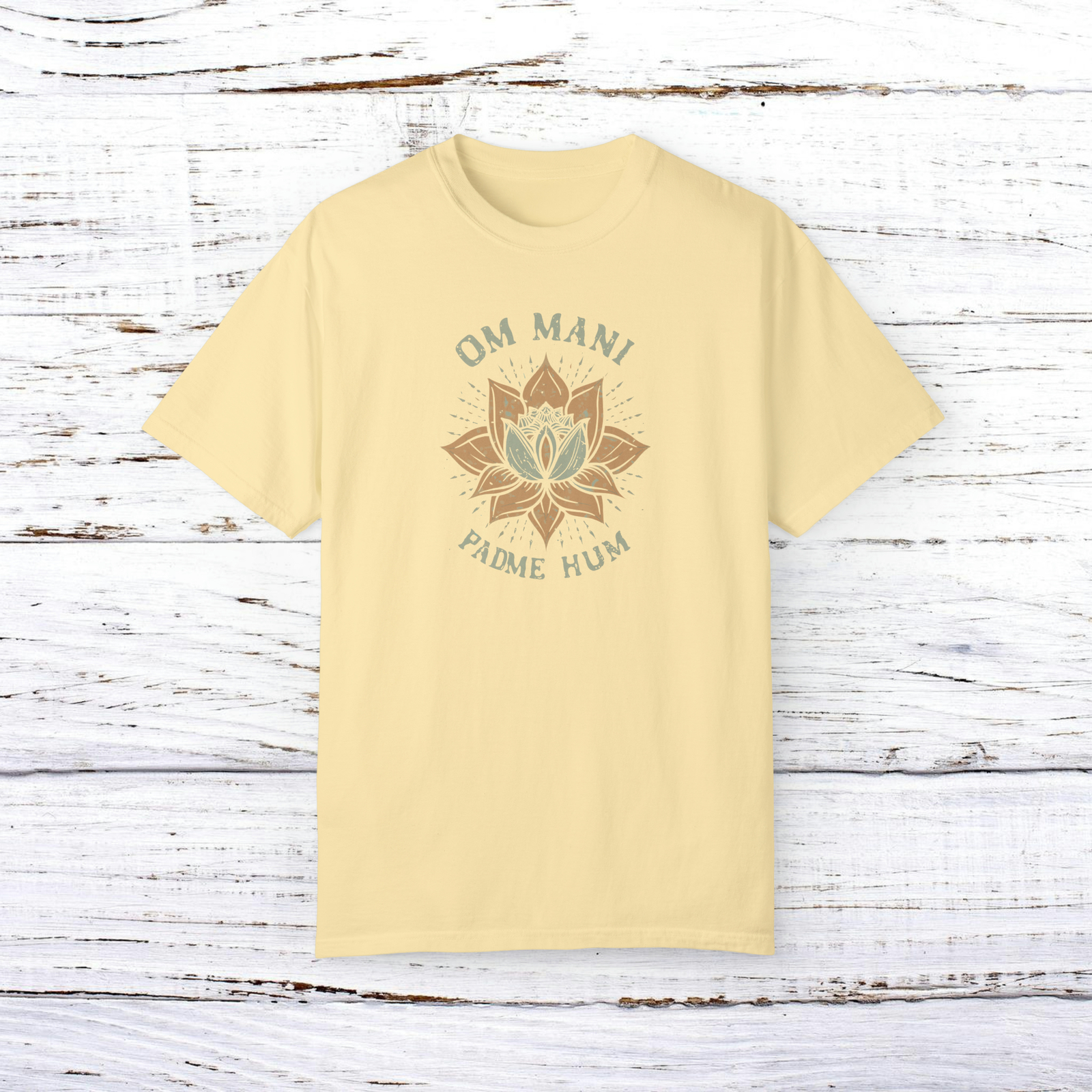 OM Mani Padme Hum – Light Brown Lotus – Unisex T-shirt