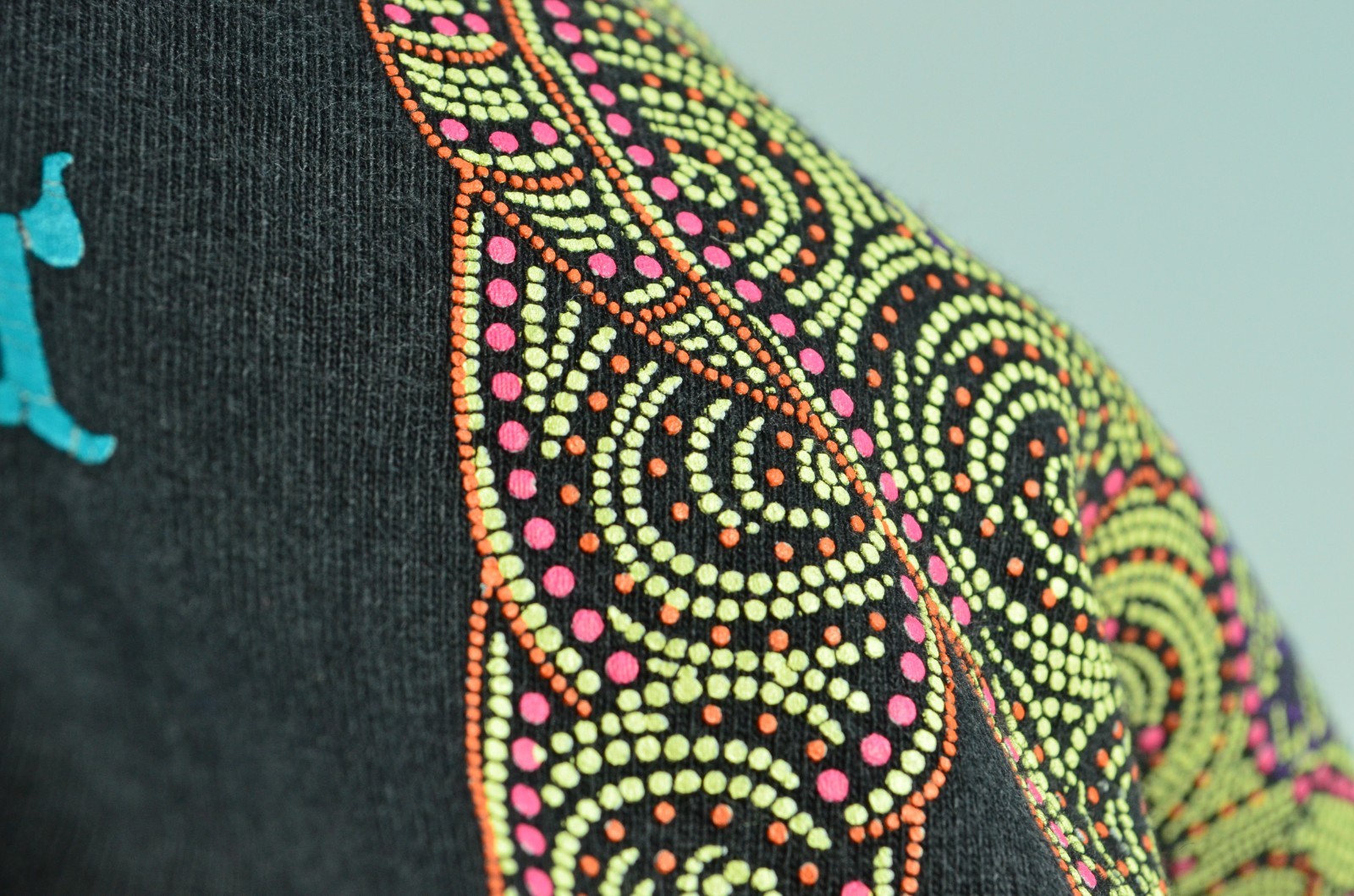 Vintage Thai Thailand Elephant Double Sided 90’s Medium Black Shirt “Beaded Art”
