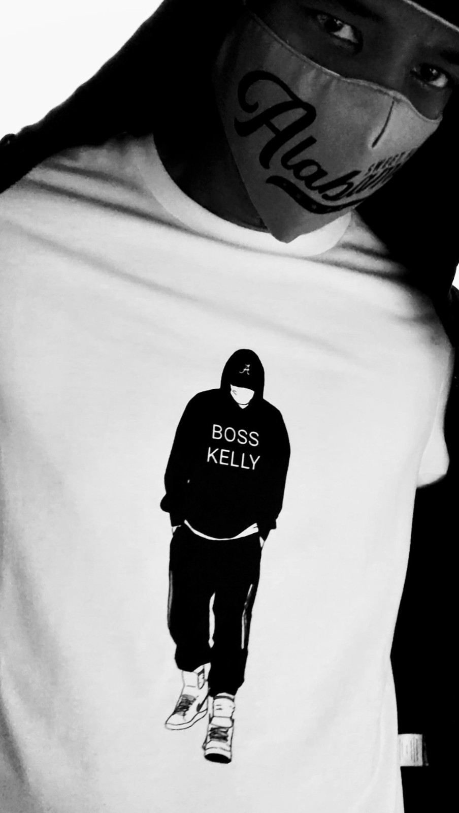 White “Boss Kelly” Logo Cotton Crew Neck Short Sleeve T-Shirt ( S,M,L,XL ,2XL)