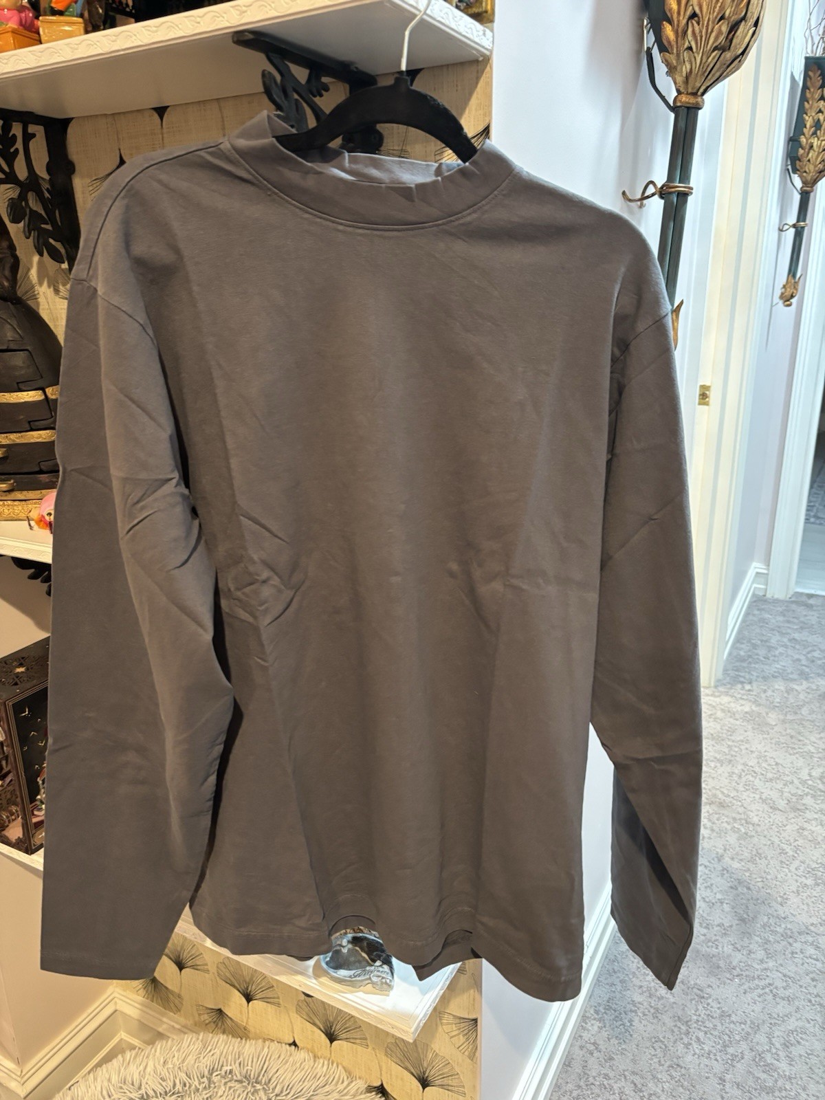 Yeezy X Gap Long Sleeve T-shirt Size M Dark Gray Unisex New Boxy Fit