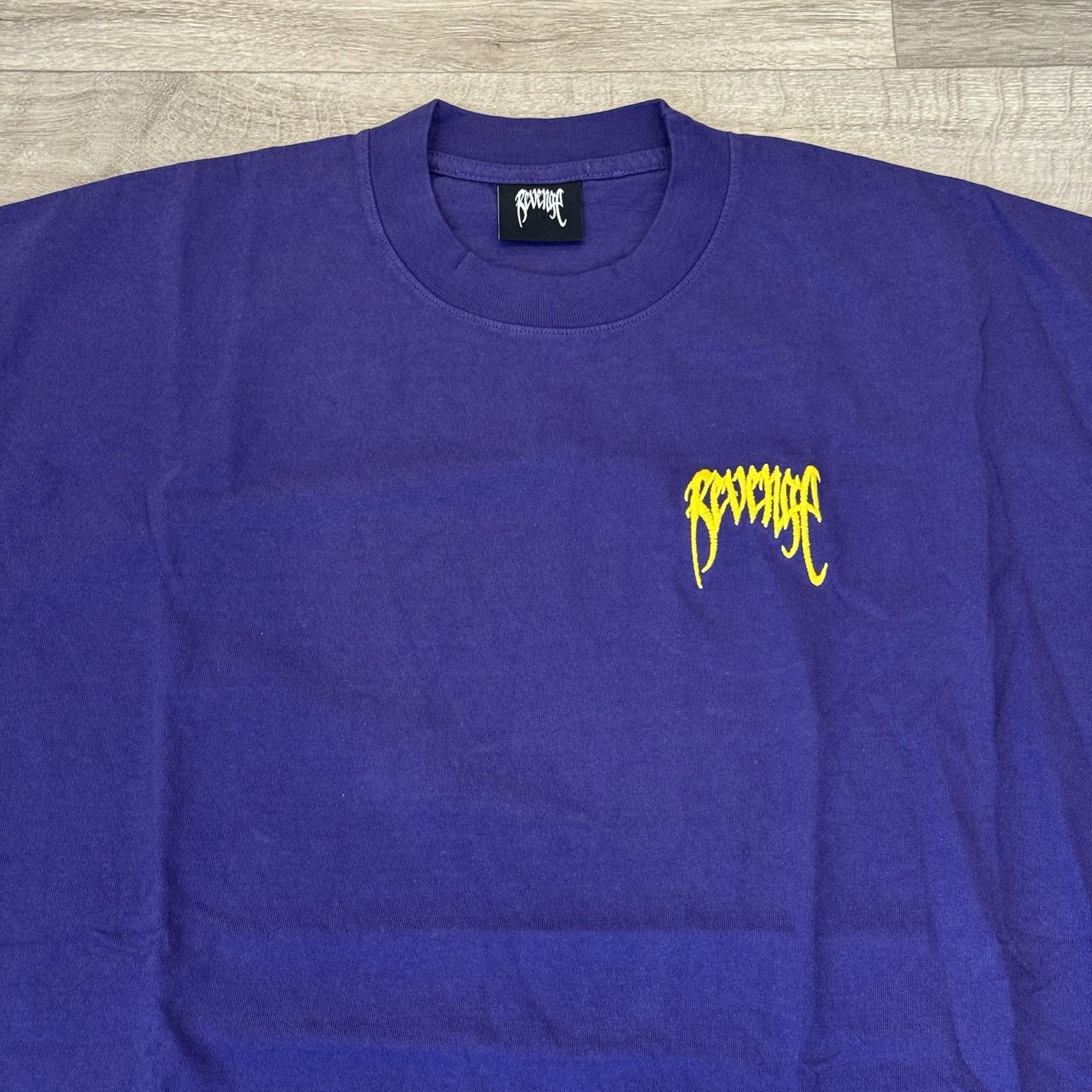 Revenge Basic Purple Embroidered Crew Neck cotton T-Shirt Size Men’s Large NEW