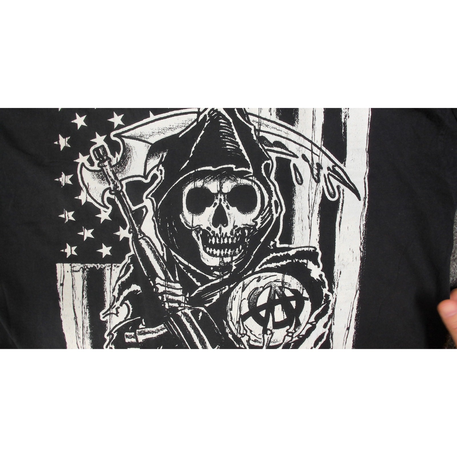 Sons Of Anarchy SAMCRO T-Shirt Mens L Grim Reaper American Flag Biker Grunge