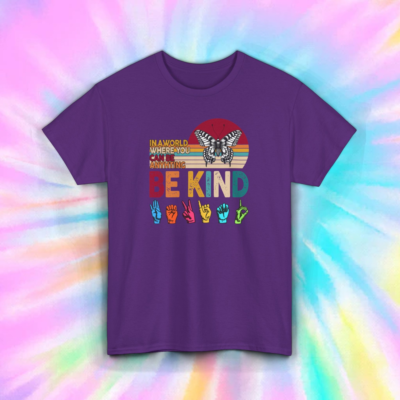 Be Kind Butterfly Sign Language T-Shirt ASL Inclusion Graphic Tee S-5XL