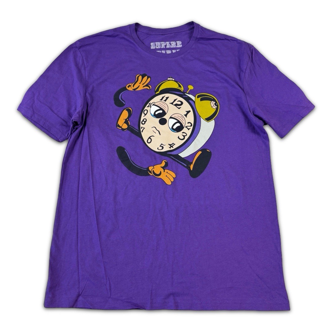 Superb Spirit Alarm Clock Tee Size L Large Purple Short Sleeve NWOT