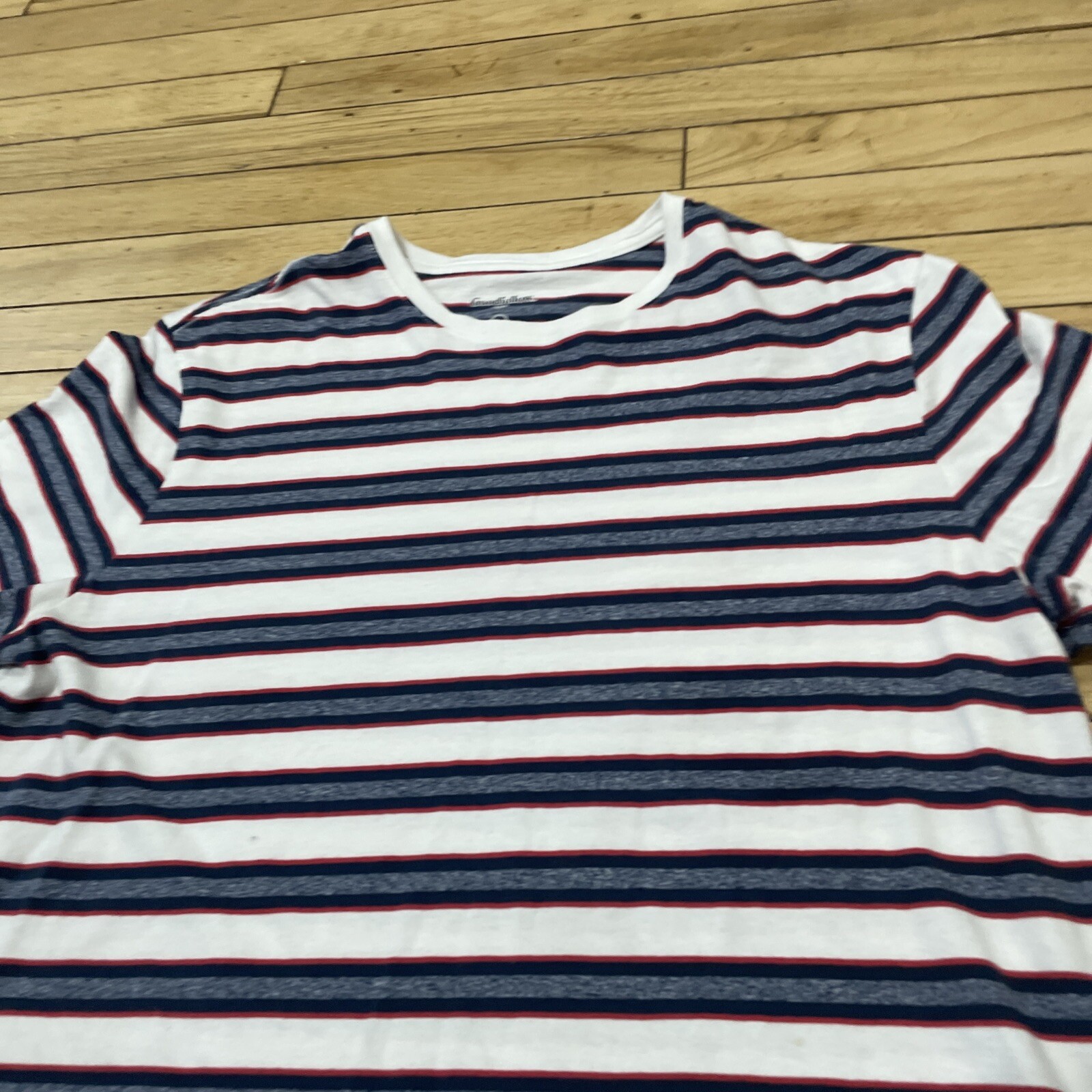 Goodfellow Co T Shirt Mens L White Stripe Hoop Red Blue Preppy Retro Skate Tee L