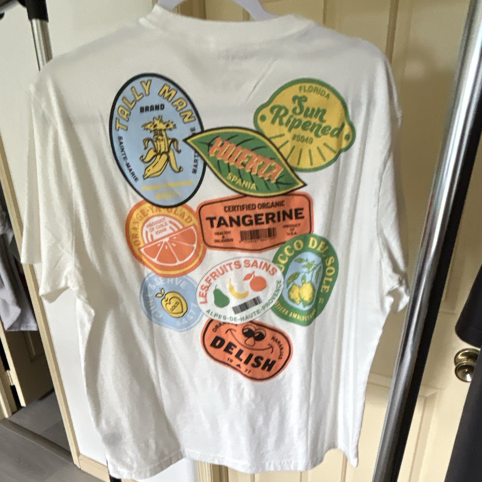 American Eagle Standard Fit White Sunbelt Fruit Company Graphic T-Shirt L