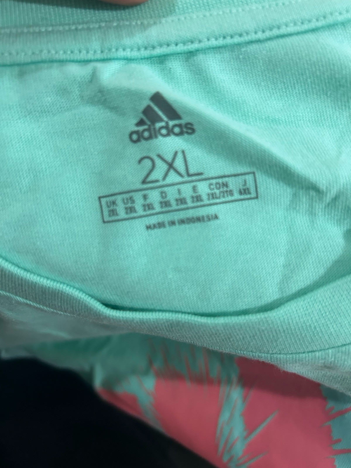 New SZ L Adidas Mint Green Pink T-Shirt Tee