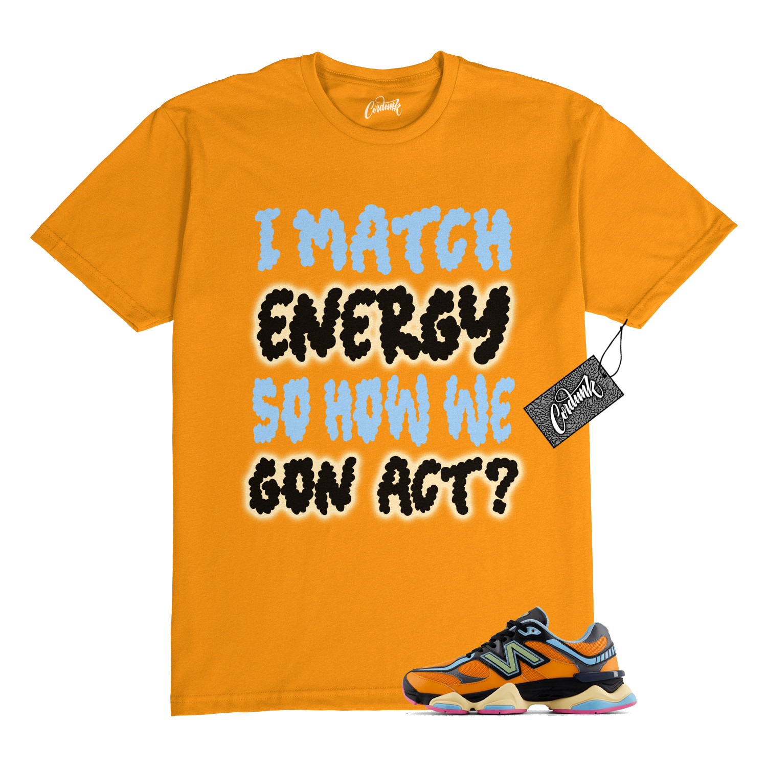 9060 Sun Glow Team Sky Blue Orange Black T Shirt to Match MATCH