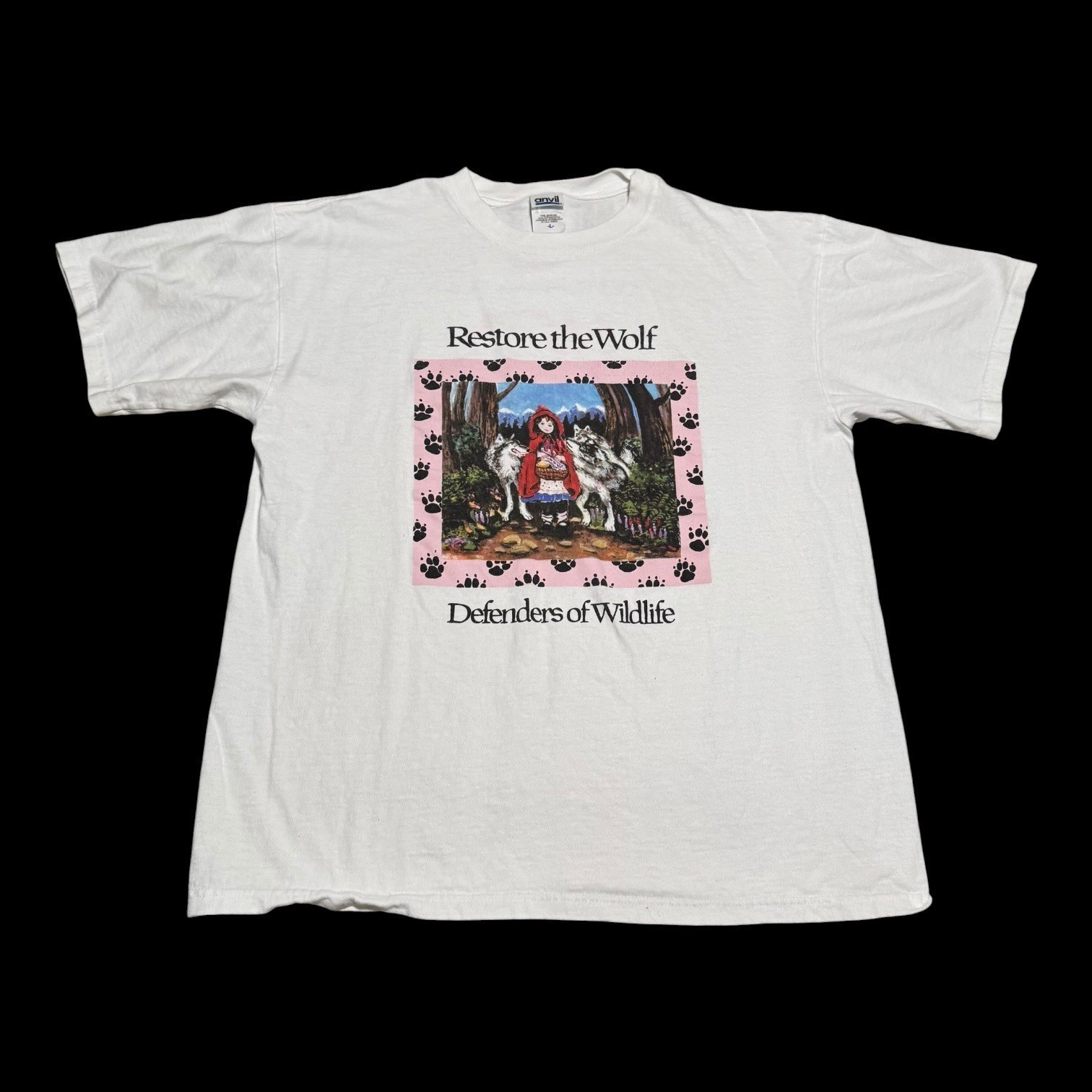 2000s Anvil Restore the Wolf Red Riding Hood Died White Shirt Men’s Large