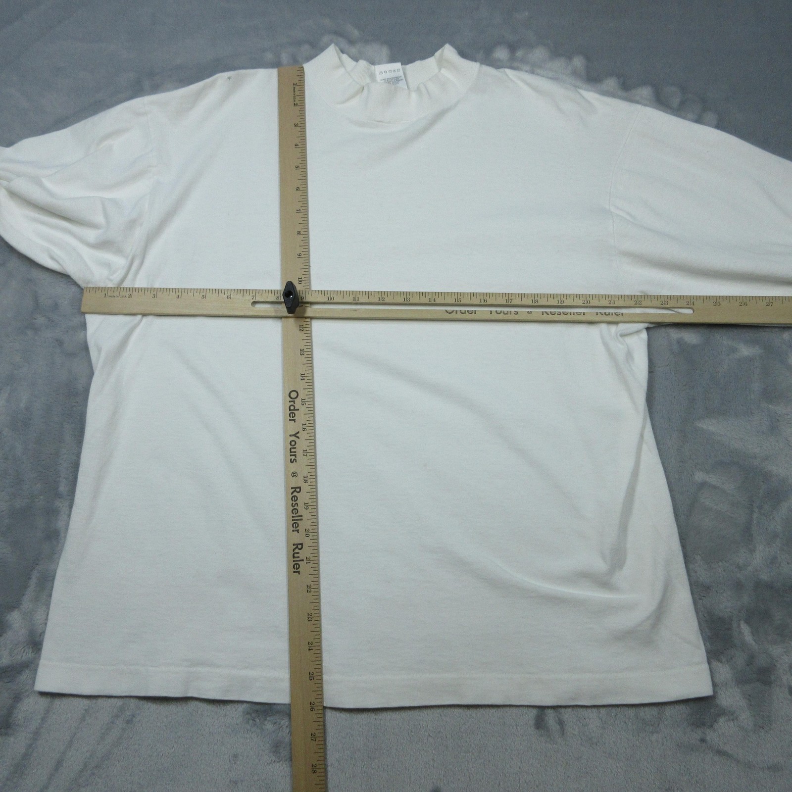 Vintage Fruit of the Loom Shirt Men XL White Mock Neck Long Sleeve USA 90s Thras
