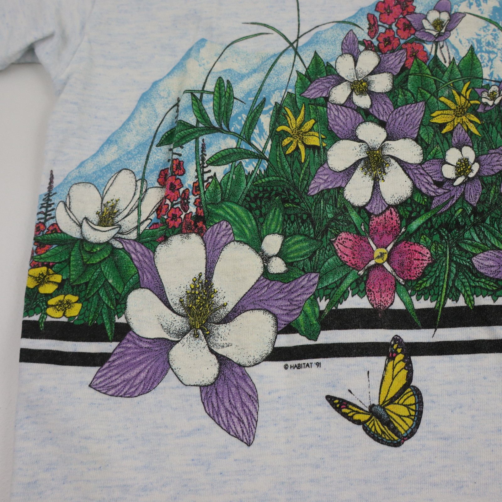 Vtg Hummingbird Habitat Nature T Shirt Mens Large Floral USA Tee Single Stitch