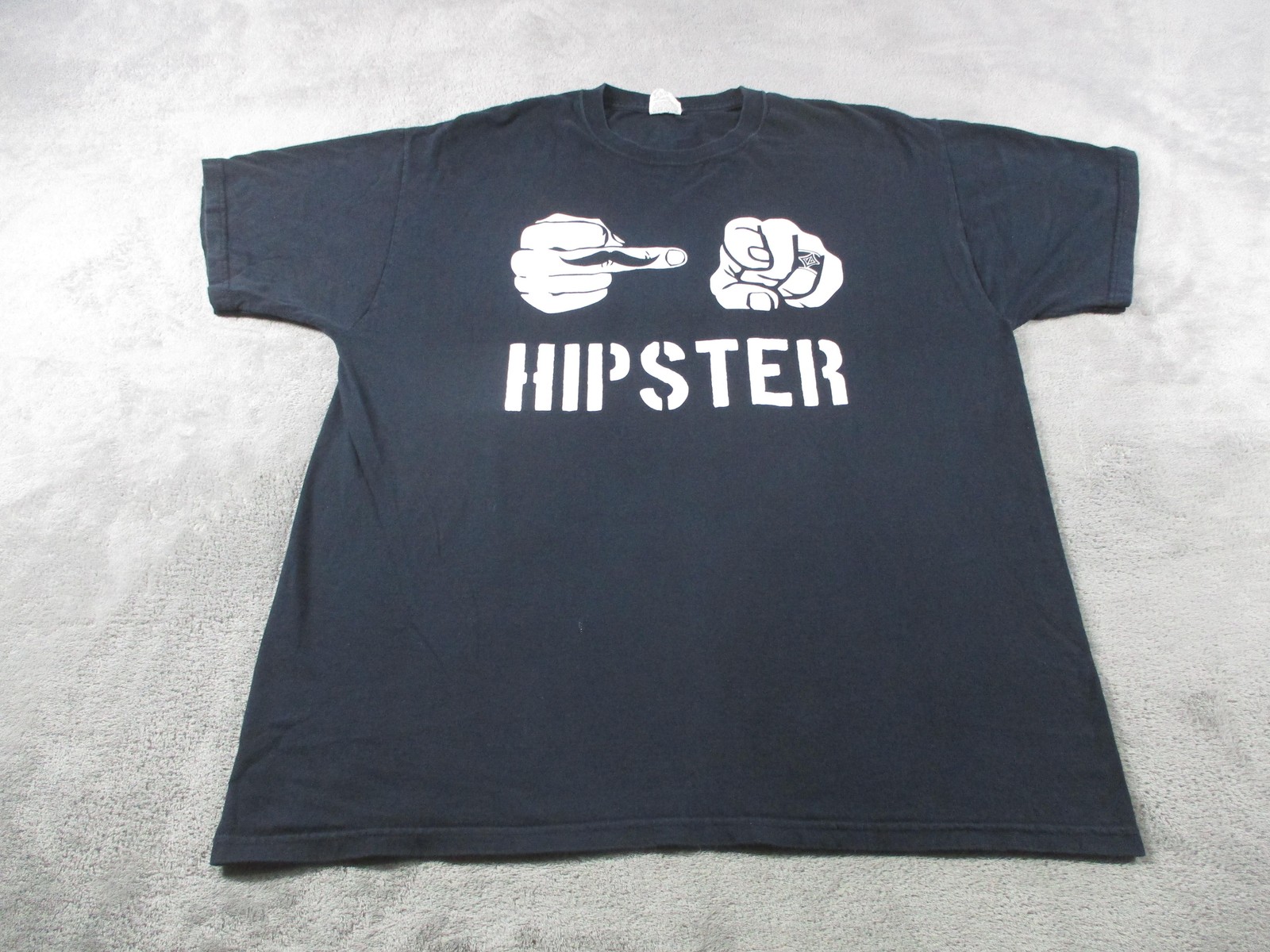 Jerzees Shirt Mens XL Black F U Hipster Graphic Funny Tee JD Logo Double Sided