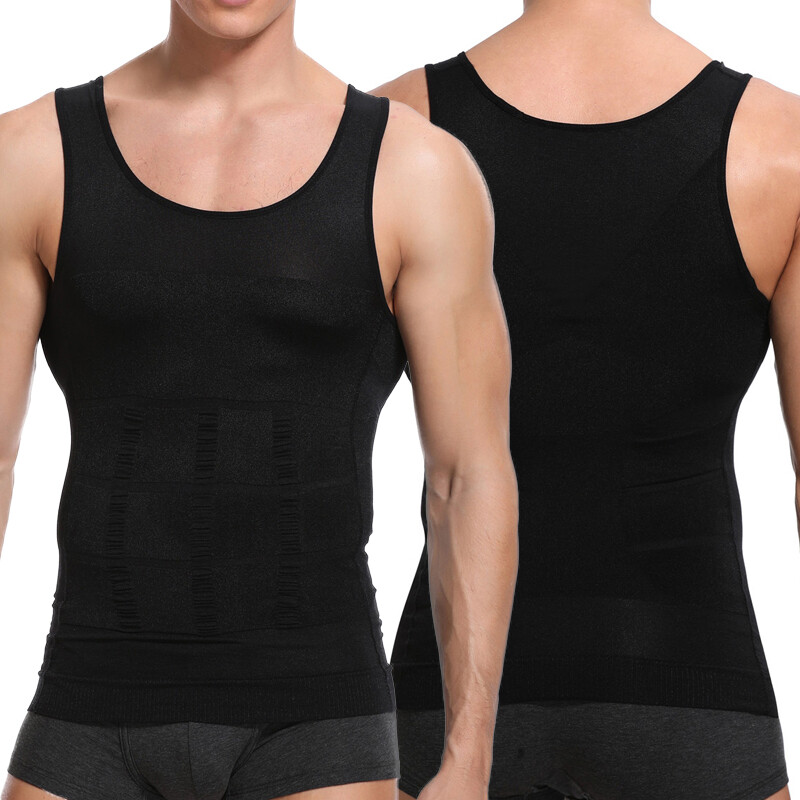 Men’s Body Shaper Toning T-Shirt Ultra Durable Compression Vest Tops Undershirts
