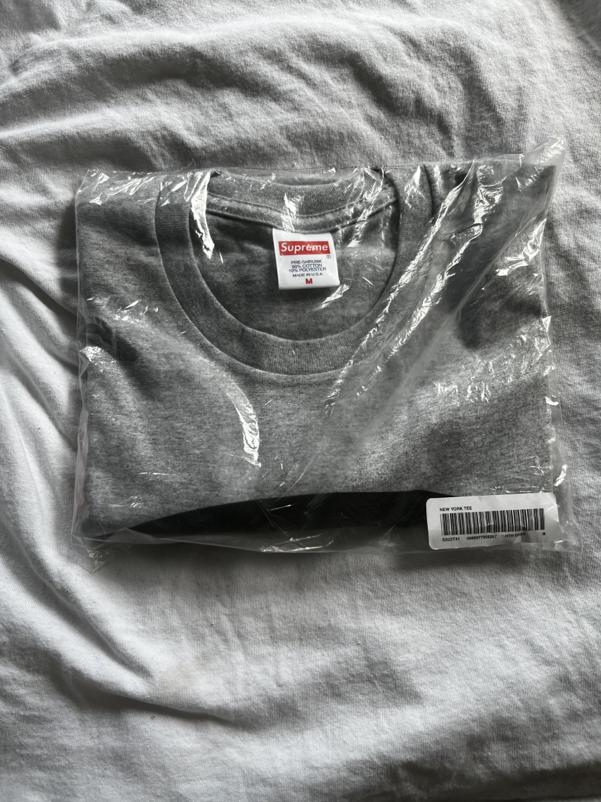 Supreme New York Tee Heather Grey Men’s Medium – SS23 – BRAND NEW