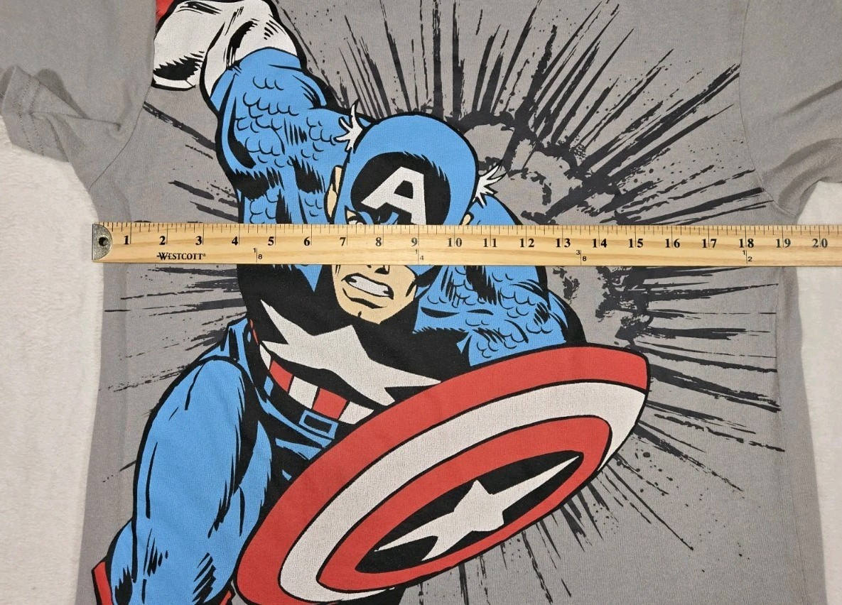 Mens Marvel Captain America Short Sleeve T Shirt Gray Medium