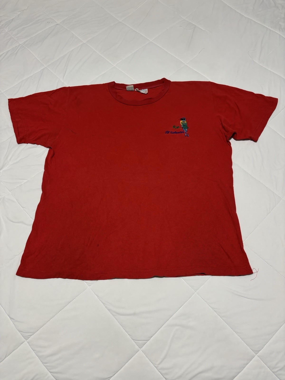 Vintage El Salvador Torogoz Souvenir T-Shirt Size L Travel Vacation Motmot Bird