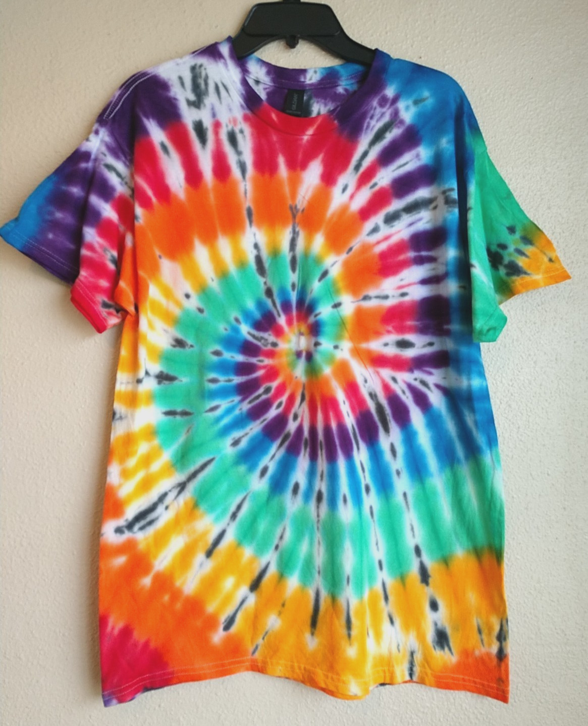 Handmade Spiral Tie Dye Shirt Unisex Men Women Sz L Hippie Cotton Gildan T098